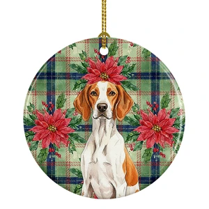 Orange and White Pointer Christmas PoinsettIas Ceramic Ornament Christmas Tree Hanging Decorations for Home Christmas Holiday, Party, Gift, 3 in, Multicolor Orange and White Pointer Christmas PoinsettIas Ceramic Ornament Christmas Tree Hanging Decorations for Home Christmas Holiday, Party, Gift, 3 in, Multicolor