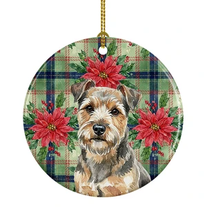 Grizzle and Tan Norfolk Terrier Christmas PoinsettIas Ceramic Ornament Christmas Tree Hanging Decorations for Home Christmas Holiday, Party, Gift, 3 in, Multicolor Grizzle and Tan Norfolk Terrier Christmas PoinsettIas Ceramic Ornament Christmas Tree Hanging Decorations for Home Christmas Holiday, Party, Gift, 3 in, Multicolor