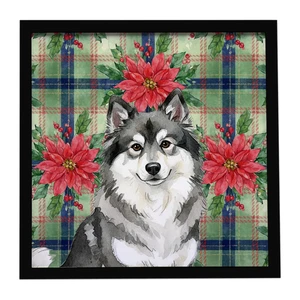 Keeshond Christmas PoinsettIas Framed Metal Print Bathroom, Kitchen, Office, Home Decor Wall Art Ready to Hang, Square, 8X8 Keeshond Christmas PoinsettIas Framed Metal Print Bathroom, Kitchen, Office, Home Decor Wall Art Ready to Hang, Square, 8X8