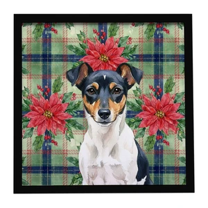 Tricolor Rat Terrier Christmas PoinsettIas Framed Metal Print Bathroom, Kitchen, Office, Home Decor Wall Art Ready to Hang, Square, 8X8 Tricolor Rat Terrier Christmas PoinsettIas Framed Metal Print Bathroom, Kitchen, Office, Home Decor Wall Art Ready to Hang, Square, 8X8
