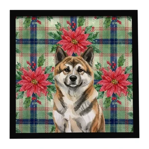 Brindle Akita Christmas PoinsettIas Framed Metal Print Bathroom, Kitchen, Office, Home Decor Wall Art Ready to Hang, Square, 8X8 Brindle Akita Christmas PoinsettIas Framed Metal Print Bathroom, Kitchen, Office, Home Decor Wall Art Ready to Hang, Square, 8X8