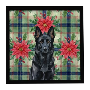 Black German Shepherd Christmas PoinsettIas Framed Metal Print Bathroom, Kitchen, Office, Home Decor Wall Art Ready to Hang, Square, 8X8 Black German Shepherd Christmas PoinsettIas Framed Metal Print Bathroom, Kitchen, Office, Home Decor Wall Art Ready to Hang, Square, 8X8