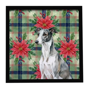 Black and White Greyhound Christmas PoinsettIas Framed Metal Print Bathroom, Kitchen, Office, Home Decor Wall Art Ready to Hang, Square, 8X8 Black and White Greyhound Christmas PoinsettIas Framed Metal Print Bathroom, Kitchen, Office, Home Decor Wall Art Ready to Hang, Square, 8X8