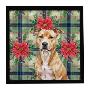 Fawn American Staffordshire Terrier Christmas PoinsettIas Framed Metal Print Bathroom, Kitchen, Office, Home Decor Wall Art Ready to Hang, Square, 8X8 Fawn American Staffordshire Terrier Christmas PoinsettIas Framed Metal Print Bathroom, Kitchen, Office, Home Decor Wall Art Ready to Hang, Square, 8X8