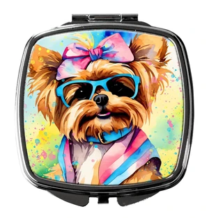 Yorkshire Terrier Hippie Dawg Compact Mirror Decorative Travel Makeup Mirror for Women Girls Gifts Pocket Makeup Mirror Folding Handheld Yorkshire Terrier Hippie Dawg Compact Mirror Decorative Travel Makeup Mirror for Women Girls Gifts Pocket Makeup Mirror Folding Handheld