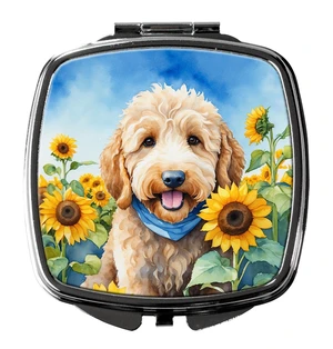 Goldendoodle in Sunflowers Compact Mirror Decorative Travel Makeup Mirror for Women Girls Gifts Pocket Makeup Mirror Folding Handheld Goldendoodle in Sunflowers Compact Mirror Decorative Travel Makeup Mirror for Women Girls Gifts Pocket Makeup Mirror Folding Handheld