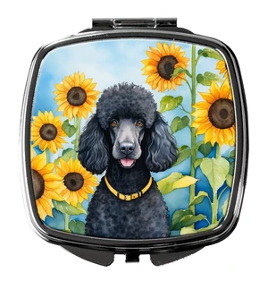 Black Poodle in Sunflowers Compact Mirror Decorative Travel Makeup Mirror for Women Girls Gifts Pocket Makeup Mirror Folding Handheld Black Poodle in Sunflowers Compact Mirror Decorative Travel Makeup Mirror for Women Girls Gifts Pocket Makeup Mirror Folding Handheld