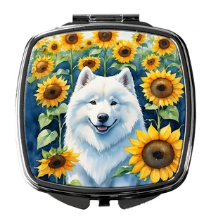 Samoyed in Sunflowers Compact Mirror Decorative Travel Makeup Mirror for Women Girls Gifts Pocket Makeup Mirror Folding Handheld Samoyed in Sunflowers Compact Mirror Decorative Travel Makeup Mirror for Women Girls Gifts Pocket Makeup Mirror Folding Handheld