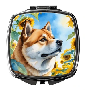 Akita in Sunflowers Compact Mirror Decorative Travel Makeup Mirror for Women Girls Gifts Pocket Makeup Mirror Folding Handheld Akita in Sunflowers Compact Mirror Decorative Travel Makeup Mirror for Women Girls Gifts Pocket Makeup Mirror Folding Handheld