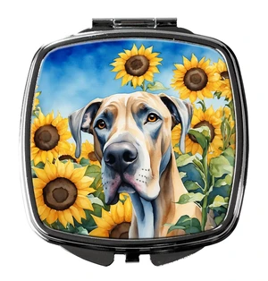 Great Dane in Sunflowers Compact Mirror Decorative Travel Makeup Mirror for Women Girls Gifts Pocket Makeup Mirror Folding Handheld Great Dane in Sunflowers Compact Mirror Decorative Travel Makeup Mirror for Women Girls Gifts Pocket Makeup Mirror Folding Handheld