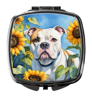 American Bulldog in Sunflowers Compact Mirror Decorative Travel Makeup Mirror for Women Girls Gifts Pocket Makeup Mirror Folding Handheld American Bulldog in Sunflowers Compact Mirror Decorative Travel Makeup Mirror for Women Girls Gifts Pocket Makeup Mirror Folding Handheld