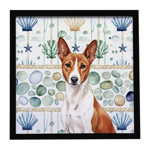 Red and White Basenji Coastal Sea Glass Framed Metal Print Bathroom, Kitchen, Office, Home Decor Wall Art Ready to Hang, Square, 8X8 Red and White Basenji Coastal Sea Glass Framed Metal Print Bathroom, Kitchen, Office, Home Decor Wall Art Ready to Hang, Square, 8X8