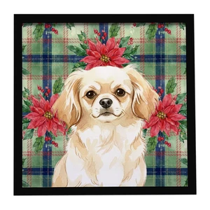 Cream Tibetan Spaniel Christmas PoinsettIas Framed Metal Print Bathroom, Kitchen, Office, Home Decor Wall Art Ready to Hang, Square, 8X8 Cream Tibetan Spaniel Christmas PoinsettIas Framed Metal Print Bathroom, Kitchen, Office, Home Decor Wall Art Ready to Hang, Square, 8X8