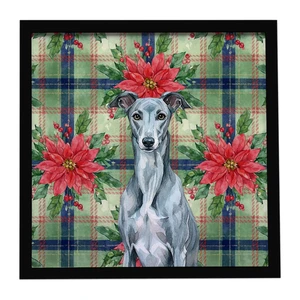 Blue Brindle Greyhound Christmas PoinsettIas Framed Metal Print Bathroom, Kitchen, Office, Home Decor Wall Art Ready to Hang, Square, 8X8 Blue Brindle Greyhound Christmas PoinsettIas Framed Metal Print Bathroom, Kitchen, Office, Home Decor Wall Art Ready to Hang, Square, 8X8
