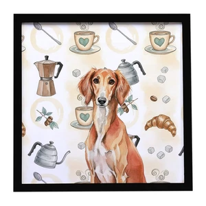 Red Saluki Coffee Bar Framed Metal Print Bathroom, Kitchen, Office, Home Decor Wall Art Ready to Hang, Square, 8X8 Red Saluki Coffee Bar Framed Metal Print Bathroom, Kitchen, Office, Home Decor Wall Art Ready to Hang, Square, 8X8