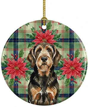 Black and Tan Otterhound Christmas PoinsettIas Ceramic Ornament Christmas Tree Hanging Decorations for Home Christmas Holiday, Party, Gift, 3 in, Multicolor Black and Tan Otterhound Christmas PoinsettIas Ceramic Ornament Christmas Tree Hanging Decorations for Home Christmas Holiday, Party, Gift, 3 in, Multicolor