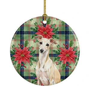 Cream Italian Greyhound Christmas PoinsettIas Ceramic Ornament Christmas Tree Hanging Decorations for Home Christmas Holiday, Party, Gift, 3 in, Multicolor Cream Italian Greyhound Christmas PoinsettIas Ceramic Ornament Christmas Tree Hanging Decorations for Home Christmas Holiday, Party, Gift, 3 in, Multicolor