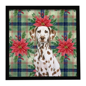 Liver Dalmatian Christmas PoinsettIas Framed Metal Print Bathroom, Kitchen, Office, Home Decor Wall Art Ready to Hang, Square, 8X8 Liver Dalmatian Christmas PoinsettIas Framed Metal Print Bathroom, Kitchen, Office, Home Decor Wall Art Ready to Hang, Square, 8X8