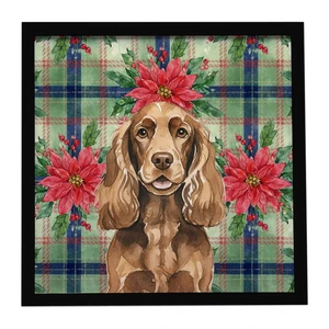 Liver English Cocker Spaniel Christmas PoinsettIas Framed Metal Print Bathroom, Kitchen, Office, Home Decor Wall Art Ready to Hang, Square, 8X8 Liver English Cocker Spaniel Christmas PoinsettIas Framed Metal Print Bathroom, Kitchen, Office, Home Decor Wall Art Ready to Hang, Square, 8X8