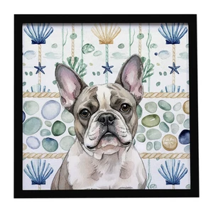 Pied French Bulldog Coastal Sea Glass Framed Metal Print Bathroom, Kitchen, Office, Home Decor Wall Art Ready to Hang, Square, 8X8 Pied French Bulldog Coastal Sea Glass Framed Metal Print Bathroom, Kitchen, Office, Home Decor Wall Art Ready to Hang, Square, 8X8