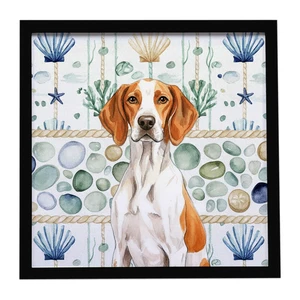 Orange and White Pointer Coastal Sea Glass Framed Metal Print Bathroom, Kitchen, Office, Home Decor Wall Art Ready to Hang, Square, 8X8 Orange and White Pointer Coastal Sea Glass Framed Metal Print Bathroom, Kitchen, Office, Home Decor Wall Art Ready to Hang, Square, 8X8
