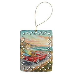 Santa Claus on Route 1 Christmas Porcelain Ornament Christmas Tree Hanging Decorations for Home Christmas Holiday, Rectangle, Gift, Multicolor Santa Claus on Route 1 Christmas Porcelain Ornament Christmas Tree Hanging Decorations for Home Christmas Holiday, Rectangle, Gift, Multicolor