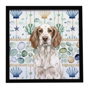 Liver Belton English Setter Coastal Sea Glass Framed Metal Print Bathroom, Kitchen, Office, Home Decor Wall Art Ready to Hang, Square, 8X8 Liver Belton English Setter Coastal Sea Glass Framed Metal Print Bathroom, Kitchen, Office, Home Decor Wall Art Ready to Hang, Square, 8X8