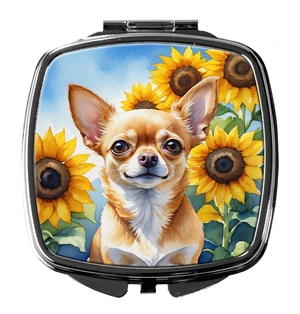 Chihuahua in Sunflowers Compact Mirror Decorative Travel Makeup Mirror for Women Girls Gifts Pocket Makeup Mirror Folding Handheld Chihuahua in Sunflowers Compact Mirror Decorative Travel Makeup Mirror for Women Girls Gifts Pocket Makeup Mirror Folding Handheld