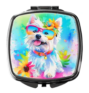 Westie Hippie Dawg Compact Mirror Decorative Travel Makeup Mirror for Women Girls Gifts Pocket Makeup Mirror Folding Handheld Westie Hippie Dawg Compact Mirror Decorative Travel Makeup Mirror for Women Girls Gifts Pocket Makeup Mirror Folding Handheld
