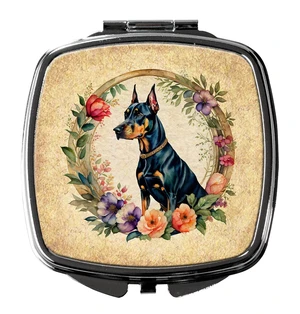 Doberman Pinscher and Flowers Compact Mirror Decorative Travel Makeup Mirror for Women Girls Gifts Pocket Makeup Mirror Folding Handheld Doberman Pinscher and Flowers Compact Mirror Decorative Travel Makeup Mirror for Women Girls Gifts Pocket Makeup Mirror Folding Handheld
