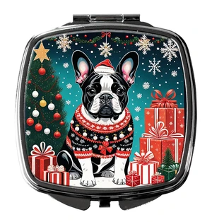 French Bulldog Christmas Compact Mirror Decorative Travel Makeup Mirror for Women Girls Gifts Pocket Makeup Mirror Folding Handheld French Bulldog Christmas Compact Mirror Decorative Travel Makeup Mirror for Women Girls Gifts Pocket Makeup Mirror Folding Handheld