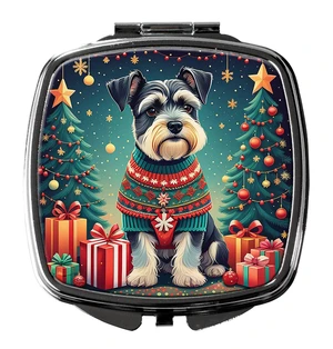 Schnauzer Christmas Compact Mirror Decorative Travel Makeup Mirror for Women Girls Gifts Pocket Makeup Mirror Folding Handheld Schnauzer Christmas Compact Mirror Decorative Travel Makeup Mirror for Women Girls Gifts Pocket Makeup Mirror Folding Handheld