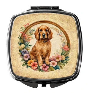 Cocker Spaniel and Flowers Compact Mirror Decorative Travel Makeup Mirror for Women Girls Gifts Pocket Makeup Mirror Folding Handheld Cocker Spaniel and Flowers Compact Mirror Decorative Travel Makeup Mirror for Women Girls Gifts Pocket Makeup Mirror Folding Handheld