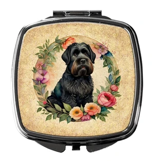 Black Russian Terrier and Flowers Compact Mirror Decorative Travel Makeup Mirror for Women Girls Gifts Pocket Makeup Mirror Folding Handheld Black Russian Terrier and Flowers Compact Mirror Decorative Travel Makeup Mirror for Women Girls Gifts Pocket Makeup Mirror Folding Handheld