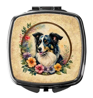 Border Collie and Flowers Compact Mirror Decorative Travel Makeup Mirror for Women Girls Gifts Pocket Makeup Mirror Folding Handheld Border Collie and Flowers Compact Mirror Decorative Travel Makeup Mirror for Women Girls Gifts Pocket Makeup Mirror Folding Handheld