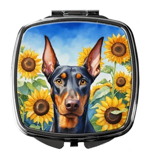 Doberman Pinscher in Sunflowers Compact Mirror Decorative Travel Makeup Mirror for Women Girls Gifts Pocket Makeup Mirror Folding Handheld Doberman Pinscher in Sunflowers Compact Mirror Decorative Travel Makeup Mirror for Women Girls Gifts Pocket Makeup Mirror Folding Handheld