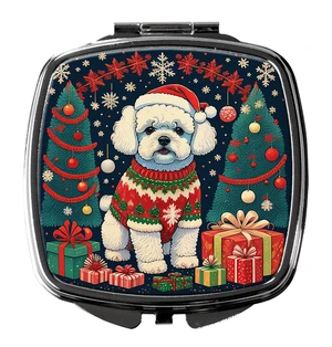Bichon Frise Christmas Compact Mirror Decorative Travel Makeup Mirror for Women Girls Gifts Pocket Makeup Mirror Folding Handheld Bichon Frise Christmas Compact Mirror Decorative Travel Makeup Mirror for Women Girls Gifts Pocket Makeup Mirror Folding Handheld