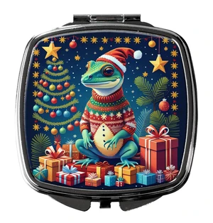 Gecko Christmas Compact Mirror Decorative Travel Makeup Mirror for Women Girls Gifts Pocket Makeup Mirror Folding Handheld Gecko Christmas Compact Mirror Decorative Travel Makeup Mirror for Women Girls Gifts Pocket Makeup Mirror Folding Handheld