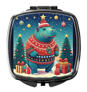 Hippopotamus Christmas Compact Mirror Decorative Travel Makeup Mirror for Women Girls Gifts Pocket Makeup Mirror Folding Handheld Hippopotamus Christmas Compact Mirror Decorative Travel Makeup Mirror for Women Girls Gifts Pocket Makeup Mirror Folding Handheld