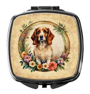 Brittany Spaniel and Flowers Compact Mirror Decorative Travel Makeup Mirror for Women Girls Gifts Pocket Makeup Mirror Folding Handheld Brittany Spaniel and Flowers Compact Mirror Decorative Travel Makeup Mirror for Women Girls Gifts Pocket Makeup Mirror Folding Handheld