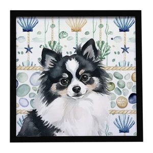 Black and White Pomeranian Coastal Sea Glass Framed Metal Print Bathroom, Kitchen, Office, Home Decor Wall Art Ready to Hang, Square, 8X8 Black and White Pomeranian Coastal Sea Glass Framed Metal Print Bathroom, Kitchen, Office, Home Decor Wall Art Ready to Hang, Square, 8X8