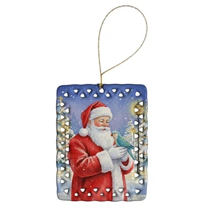 Blue Quaker with Santa Claus Porcelain Ornament Christmas Tree Hanging Decorations for Home Christmas Holiday, Rectangle, Gift, Multicolor Blue Quaker with Santa Claus Porcelain Ornament Christmas Tree Hanging Decorations for Home Christmas Holiday, Rectangle, Gift, Multicolor