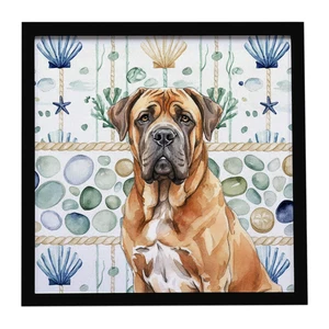 Neapolitan Mastiff Coastal Sea Glass Framed Metal Print Bathroom, Kitchen, Office, Home Decor Wall Art Ready to Hang, Square, 8X8 Neapolitan Mastiff Coastal Sea Glass Framed Metal Print Bathroom, Kitchen, Office, Home Decor Wall Art Ready to Hang, Square, 8X8