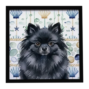 Black Pomeranian Coastal Sea Glass Framed Metal Print Bathroom, Kitchen, Office, Home Decor Wall Art Ready to Hang, Square, 8X8 Black Pomeranian Coastal Sea Glass Framed Metal Print Bathroom, Kitchen, Office, Home Decor Wall Art Ready to Hang, Square, 8X8