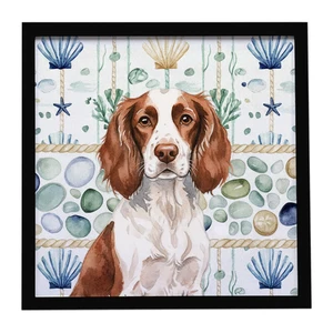 Liver and White English Springer Spaniel Coastal Sea Glass Framed Metal Print Bathroom, Kitchen, Office, Home Decor Wall Art Ready to Hang, Square, 8X8 Liver and White English Springer Spaniel Coastal Sea Glass Framed Metal Print Bathroom, Kitchen, Office, Home Decor Wall Art Ready to Hang, Square, 8X8