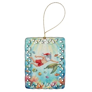 Santa Claus Snorkeling with a Sea Turtle Christmas Porcelain Ornament Christmas Tree Hanging Decorations for Home Christmas Holiday, Rectangle, Gift, Multicolor Santa Claus Snorkeling with a Sea Turtle Christmas Porcelain Ornament Christmas Tree Hanging Decorations for Home Christmas Holiday, Rectangle, Gift, Multicolor