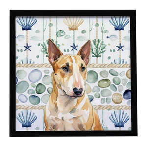 Miniature Bull Terrier Coastal Sea Glass Framed Metal Print Bathroom, Kitchen, Office, Home Decor Wall Art Ready to Hang, Square, 8X8 Miniature Bull Terrier Coastal Sea Glass Framed Metal Print Bathroom, Kitchen, Office, Home Decor Wall Art Ready to Hang, Square, 8X8