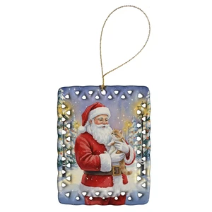 Exotic Shorthair Cat with Santa Claus Porcelain Ornament Christmas Tree Hanging Decorations for Home Christmas Holiday, Rectangle, Gift, Multicolor Exotic Shorthair Cat with Santa Claus Porcelain Ornament Christmas Tree Hanging Decorations for Home Christmas Holiday, Rectangle, Gift, Multicolor
