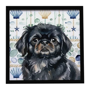 Black Pekingese Coastal Sea Glass Framed Metal Print Bathroom, Kitchen, Office, Home Decor Wall Art Ready to Hang, Square, 8X8 Black Pekingese Coastal Sea Glass Framed Metal Print Bathroom, Kitchen, Office, Home Decor Wall Art Ready to Hang, Square, 8X8