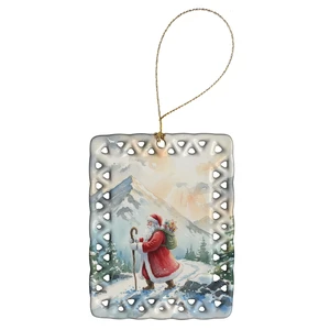 Santa Claus Hiking in the Mountains Christmas Porcelain Ornament Christmas Tree Hanging Decorations for Home Christmas Holiday, Rectangle, Gift, Multicolor Santa Claus Hiking in the Mountains Christmas Porcelain Ornament Christmas Tree Hanging Decorations for Home Christmas Holiday, Rectangle, Gift, Multicolor